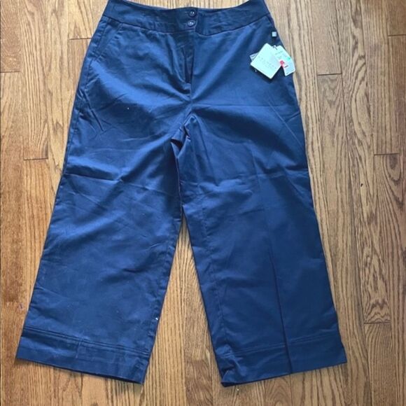 Laundry by Shelli Segal Blue Cropped Trousers Sz 8 NWT - Picture 1 of 12